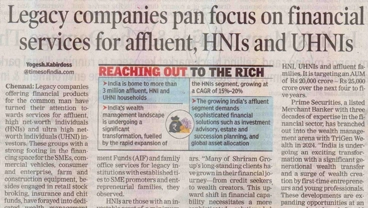 Legacy companies pan focus on financial services for affluent, HNIs and UHNIs