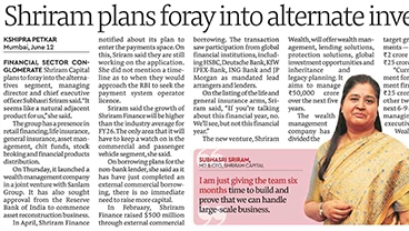 Shriram plans foray into alternate investment space